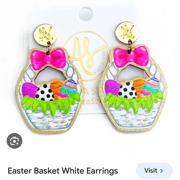 EASTER BASKET EARRINGS - 🐣 Hand painted & Artist designed - Brand New - Picture 2 of 6